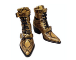 Chloe Rylee Gold Python Embossed Leather Caged Boots