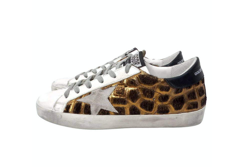 Golden Goose Metallic Leather Animal Print Sneakers