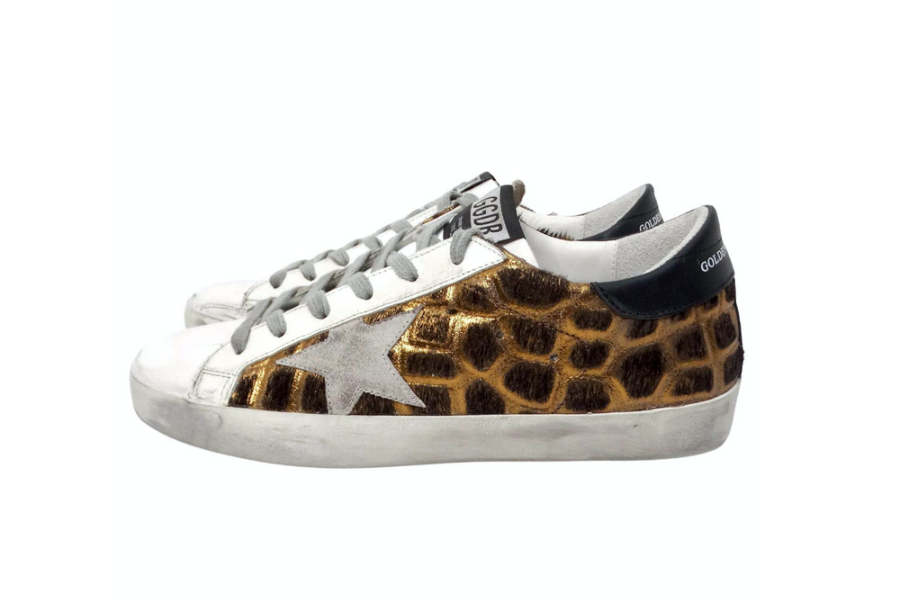 Golden Goose Metallic Leather Animal Print Sneakers Golden Goose Metallic Leather Animal Print Sneakers
