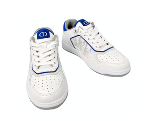 Christian Dior B27 Low White & Blue Oblique Galaxy Calfskin Leather Sneakers