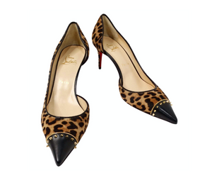 Christian Louboutin Culturella 70mm Pony Hair Leopard Studded Pumps