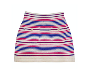 Chanel 2019 La Pausa Striped Knit Mini Skirt With Gold-Tone Buttons