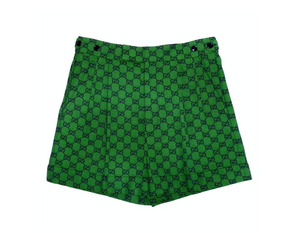 Gucci Green Monogram High-Waisted Pleated Shorts