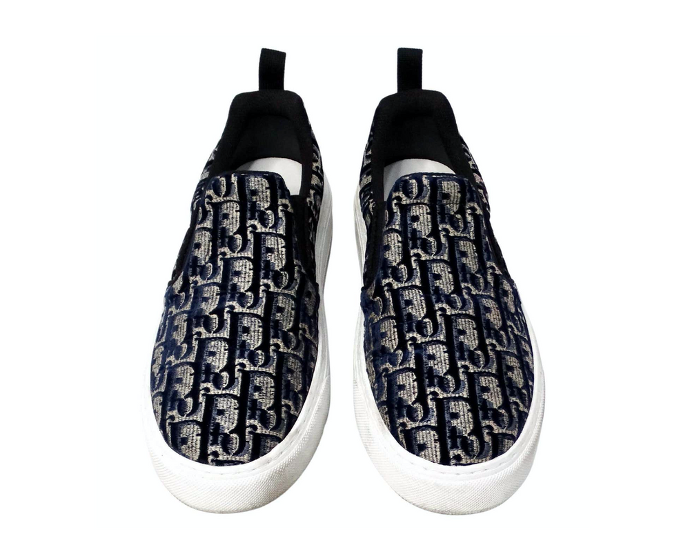 Christian Dior Oblique Navy Monogram Slip On Sneakers Vintage by Misty