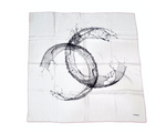 Chanel Splash Interlocking CC Printed Ivory Silk Scarf