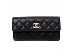 Chanel 2024 Black Caviar Quilted Leather Long Flap Wallet