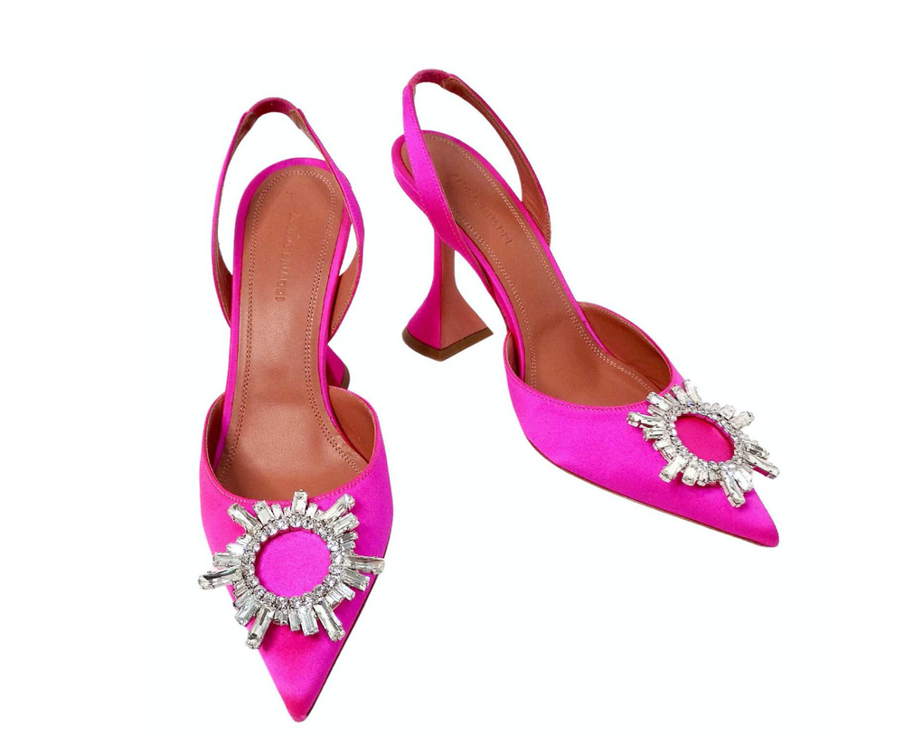 【関税込み】Amina Muaddi ピンク Begum ヒール Amina Muaddi Begum Hot Pink Satin Slingback Pumps – Vintage