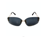 Versace 1990s Dark Blue Tinted and Gold-Tone Metal Rectangular Sunglasses