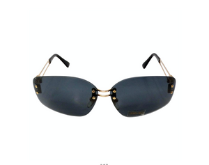 Versace 1990s Dark Blue Tinted and Gold-Tone Metal Rectangular Sunglasses