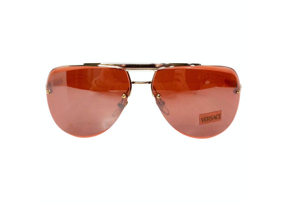 Versace Y2K X87 Aviator Burnt Orange Tinted Lens Sunglasses