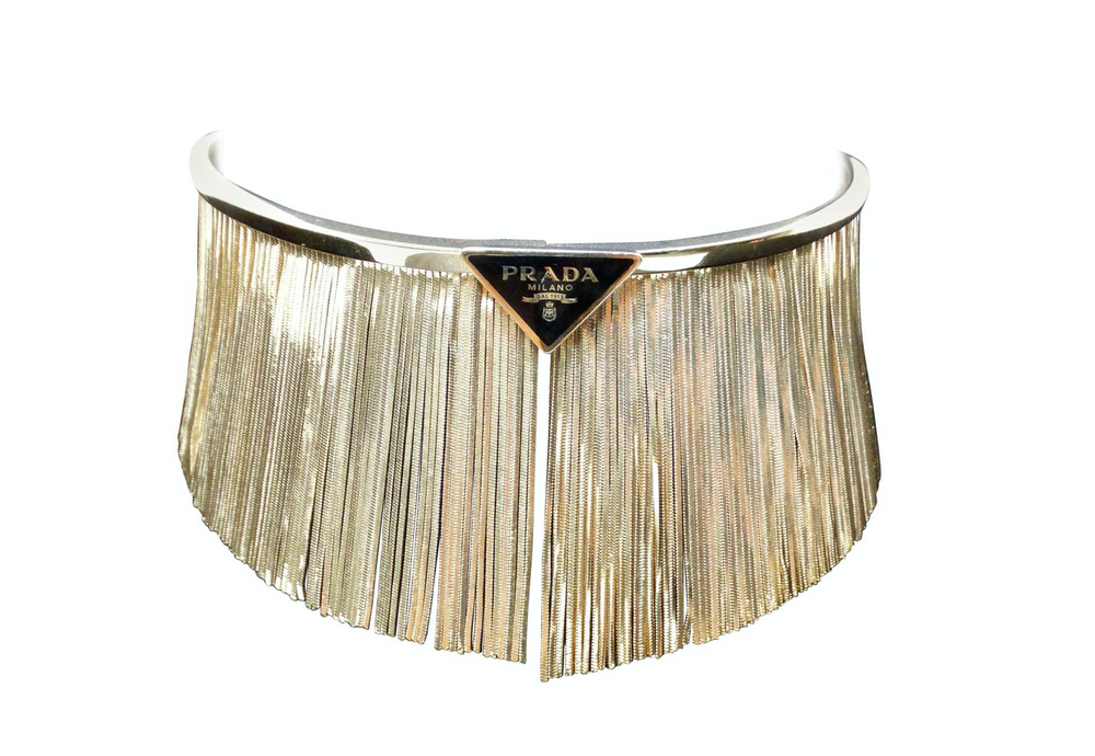 Prada 14k Gold Plated Fringe Choker