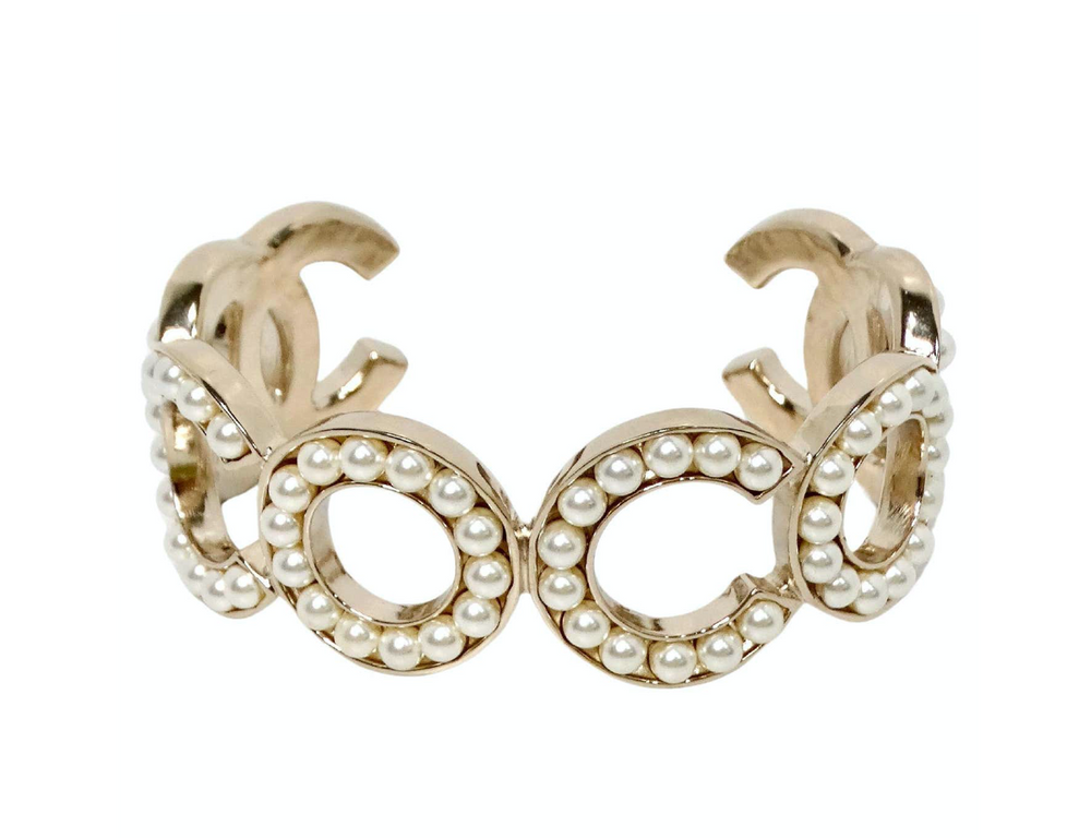 Chanel COCO Pearl 14K Gold Plated Cuff