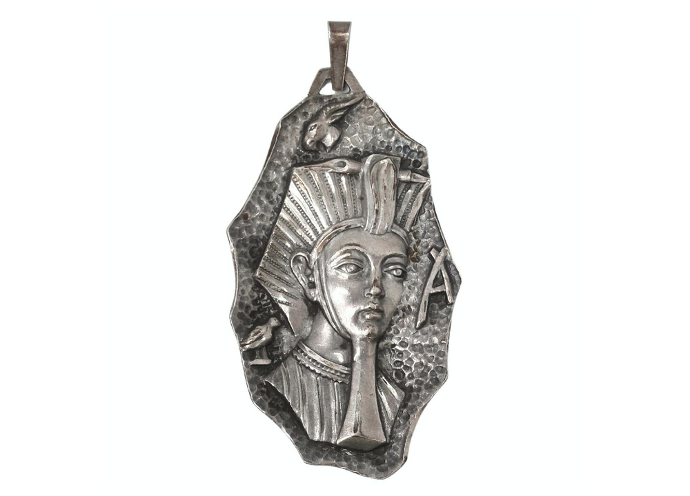 Egyptian Revival 800 Silver Large Pendant Circa 1900