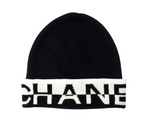 Chanel Cashmere Black & White Logo Beanie