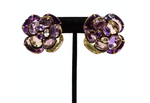 Vintage Amethyst-Inspired Floral Costume Clip-On Earrings