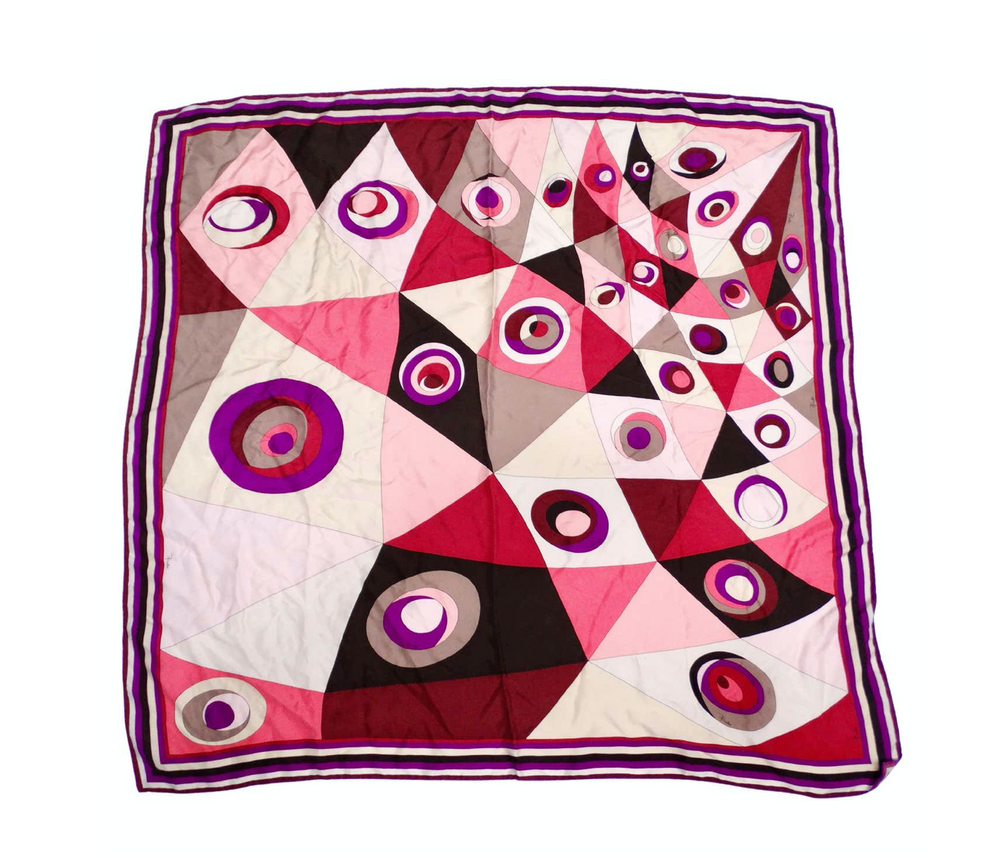 Emilio Pucci Silk Pink & Purple Abstract Printed Scarf