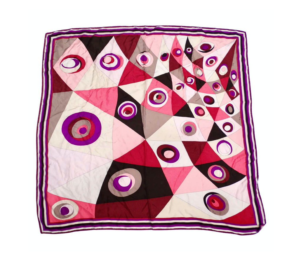 Emilio Pucci Silk Pink Purple Abstract Printed Scarf – Vintage