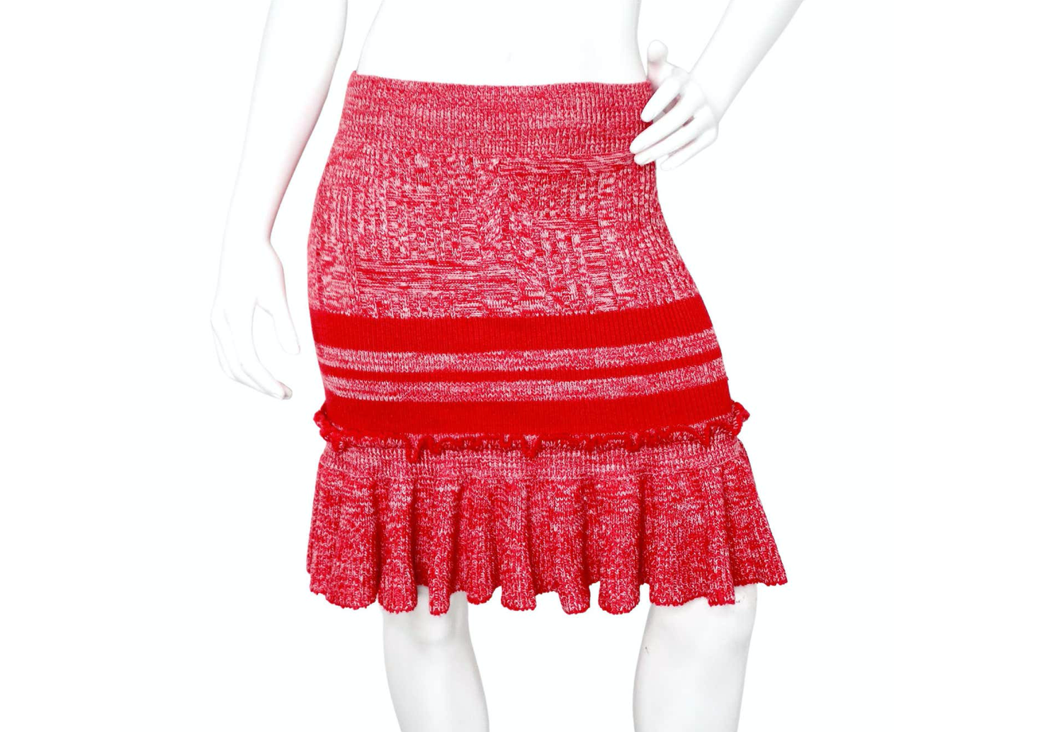 ミニスカート Mcqueen Fitted Ribbed Skirt With Flared Ruffle Hem Alexander McQueen Ribbed Flared Skirt with Ruffles women