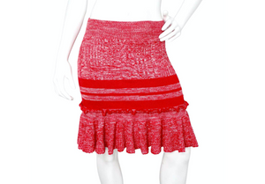 Alexander McQueen Fiery Red Chunky Knit Ruffle Mini Skirt