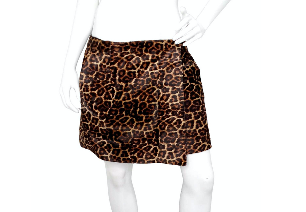 Diane Von Furstenberg Leopard Print Calf Hair Mini Skirt