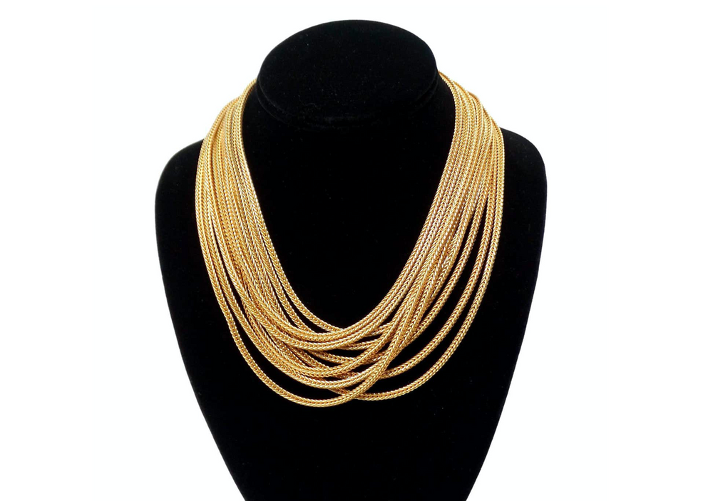 Gold-Tone Multi-Strand Layered Rope Chain Necklace