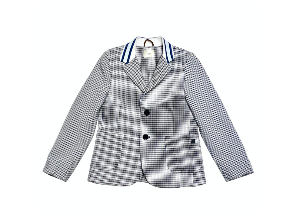 Fendi Kids Houndstooth Blue & Black Blazer