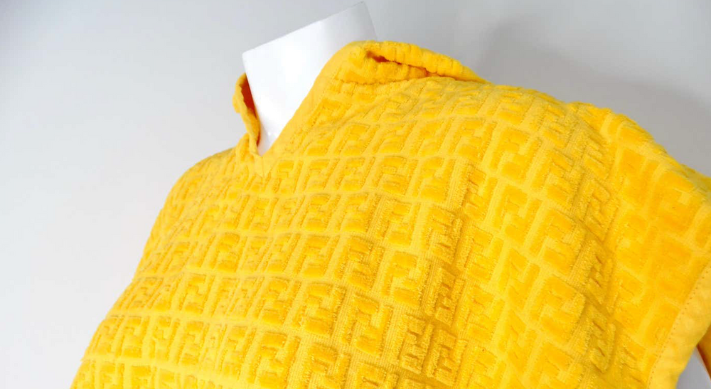 Fendi Logo Yellow Terrycloth Poncho