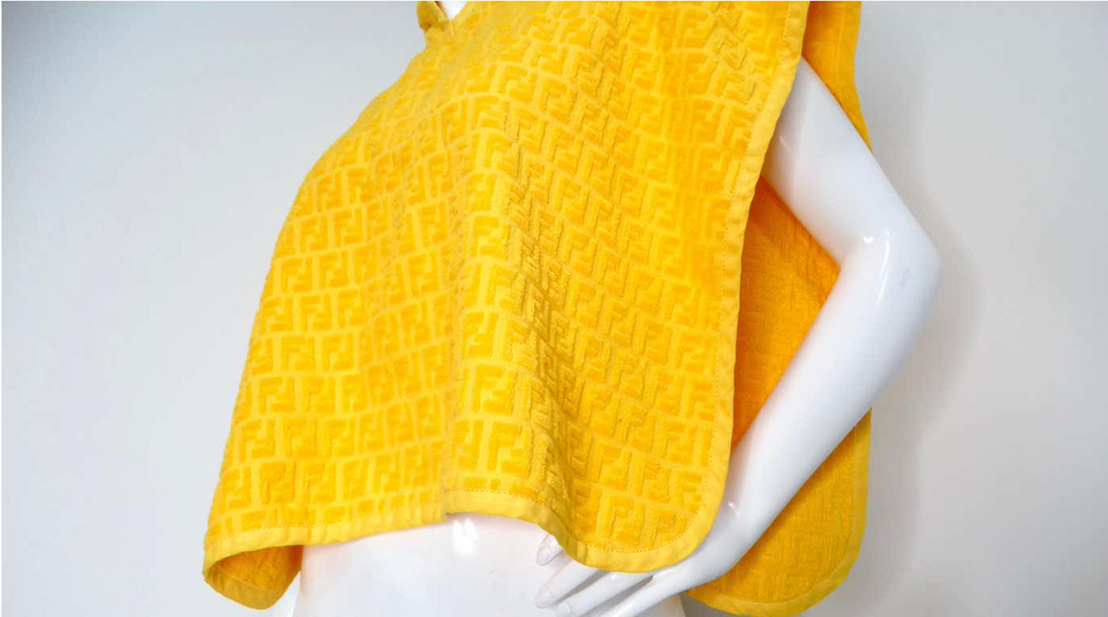 Fendi Logo Yellow Terrycloth Poncho