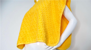 Fendi Logo Yellow Terrycloth Poncho