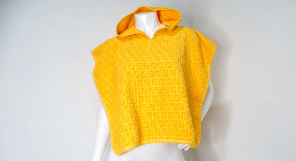 Fendi Logo Yellow Terrycloth Poncho