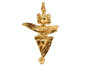 Vintage Gold-Tone Abstract Angel Sculpture Pendant