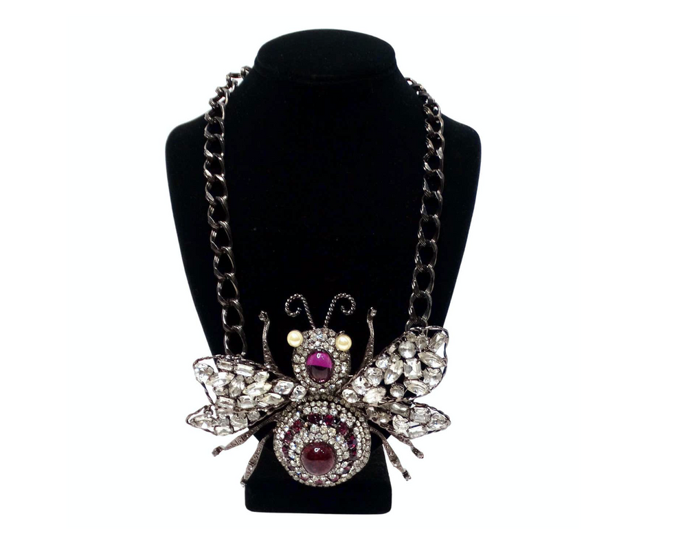 Lawrence Vrba Large Lux Embellished Bee Statement Necklace Or Brooch