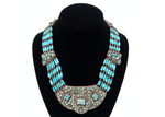 Vintage Turquoise & Sterling Silver Beaded Collar Necklace