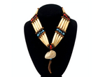 Vintage Native American Buffalo Bone Beaded Row Tie Necklace