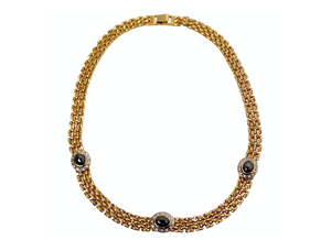 Bulgari Inspired 18k Gold Plated Link Necklace With Rhinestone Detailing