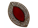 Vintage Costume Ruby & Rhinestone Brass Cocktail Ring