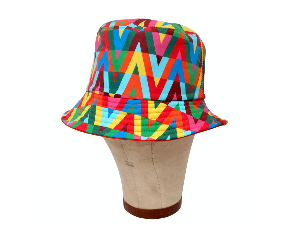 Valentino Garavani Bright Multicolor V-Print Nylon Bucket Hat