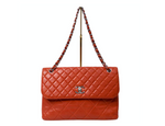 Chanel 2010 Burnt Orange In-The-Business Quilted Lambskin Large Single Flapbag