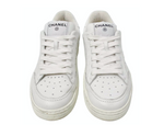 Chanel 2020 White Calfskin Perforated Leather Logo Sneakers