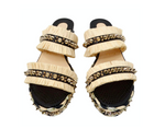 Christian Louboutin Voltinoudou Raffia Studded Platform Wedge Sandals