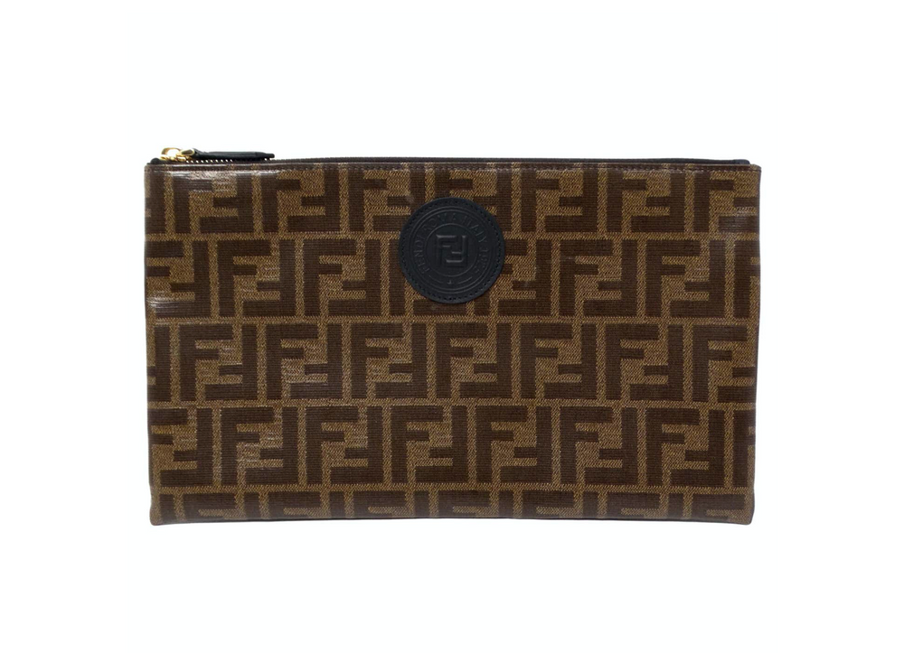 Fendi Brown Zucca Coated Canvas Leather Zip Pouch – Vintage by Misty Fendi Brown Zucca Coated Canvas Leather Zip Pouch – Vintage by Misty