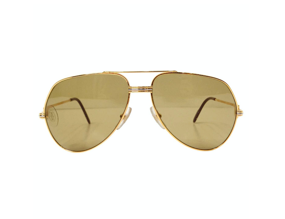 Cartier Vendome 1980s Louis Aviator Gold & Silver Tone Sunglasses