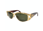 Gianni Versace 1990s S.62 Tortoise and Gold-Tone Green Tinted Sunglasses