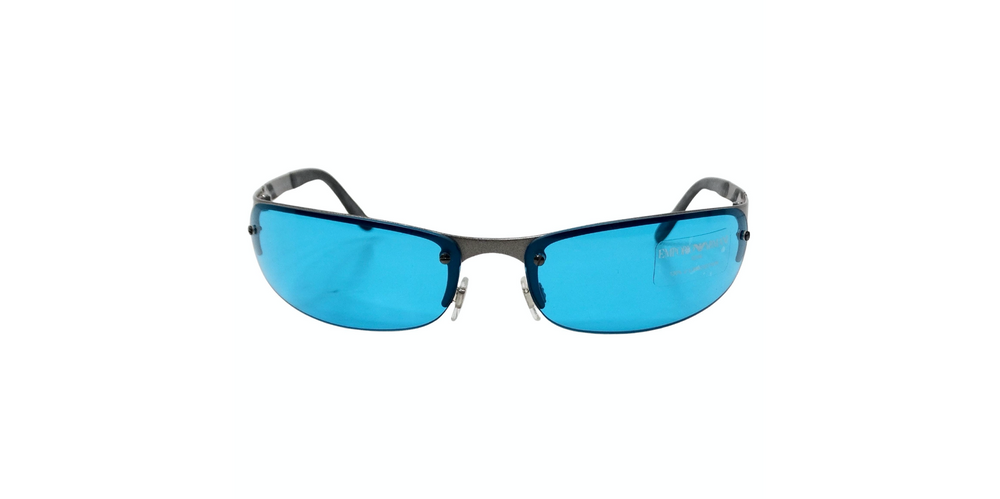 Emporio Armani Y2K 203-S Skinny Blue Tinted Lens Metal Frame Sunglasses