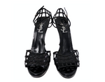 Yves Saint Laurent 2009 Black Patent Leather Cage Sandal Heels