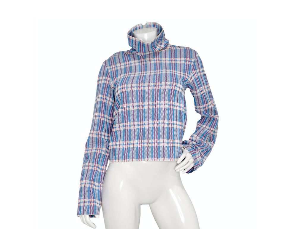 Phoebe Philo for Celine 2013 Runway Tartan Turtleneck Long-Sleeve Top