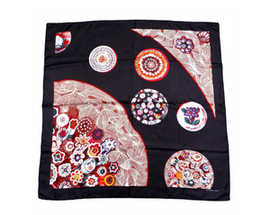 Hermes "Sulfure et Presse Papiers" 90 cm Black Silk Printed Scarf