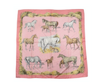 Hermes x Xavier De Poret 1960 "Les Poulains" 90 cm Horse Print Cashmere Scarf