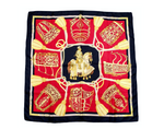 Hermes Vintage "Les Muserolles" 90 cm Red Knight Print Silk Scarf