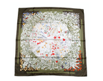 Hermes "La Prairie" 90 cm Green Flower Garden Print Silk Scarf